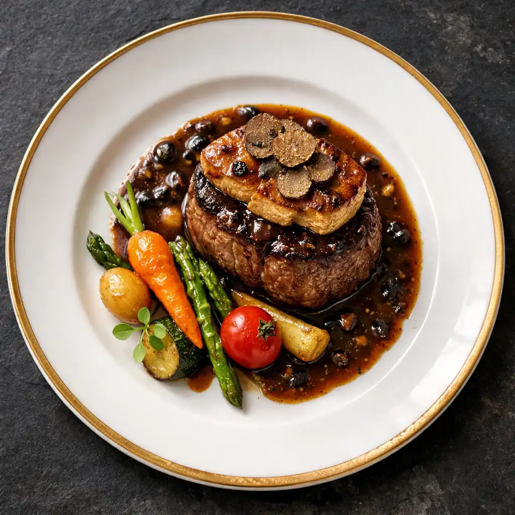 Filet de bœuf Rossini, foie gras poêlé et sauce Périgueux